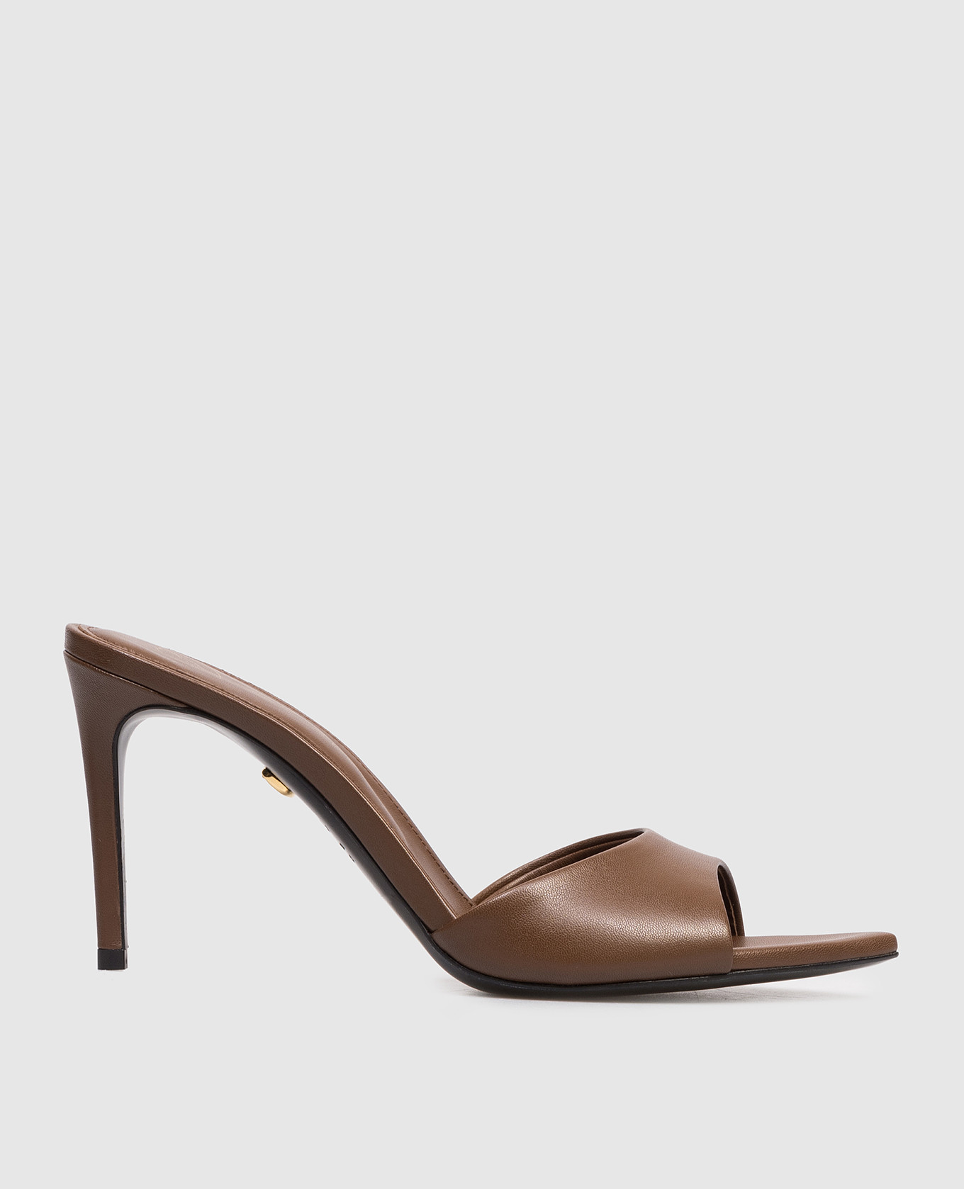 Brown leather mules
