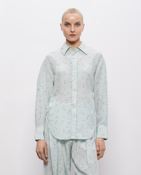 Victoria Beckham Green silk blouse with floral print 1226WSH007286A