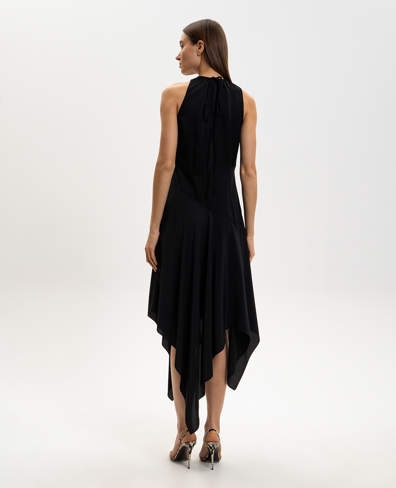 

Black asymmetrical dress with silk Alexander McQueen