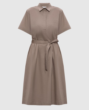 Peserico Brown shirt dress with monil chain A0253901979