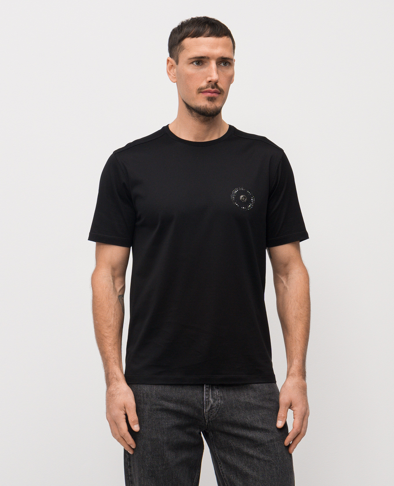 

Black T-shirt with monogram logo Stefano Ricci