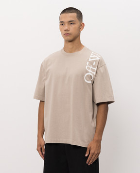 Off-White Beige T-shirt with logo print 44MAA120F26J010