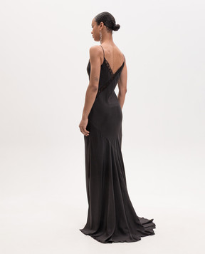 Ann Demeulemeester Lala black silk maxi dress B0013950FA731