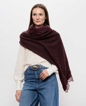 Twinset Burgundy scarf with lace 262TO5570