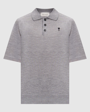 Ami Paris Gray wool polo shirt HPL438KN0039
