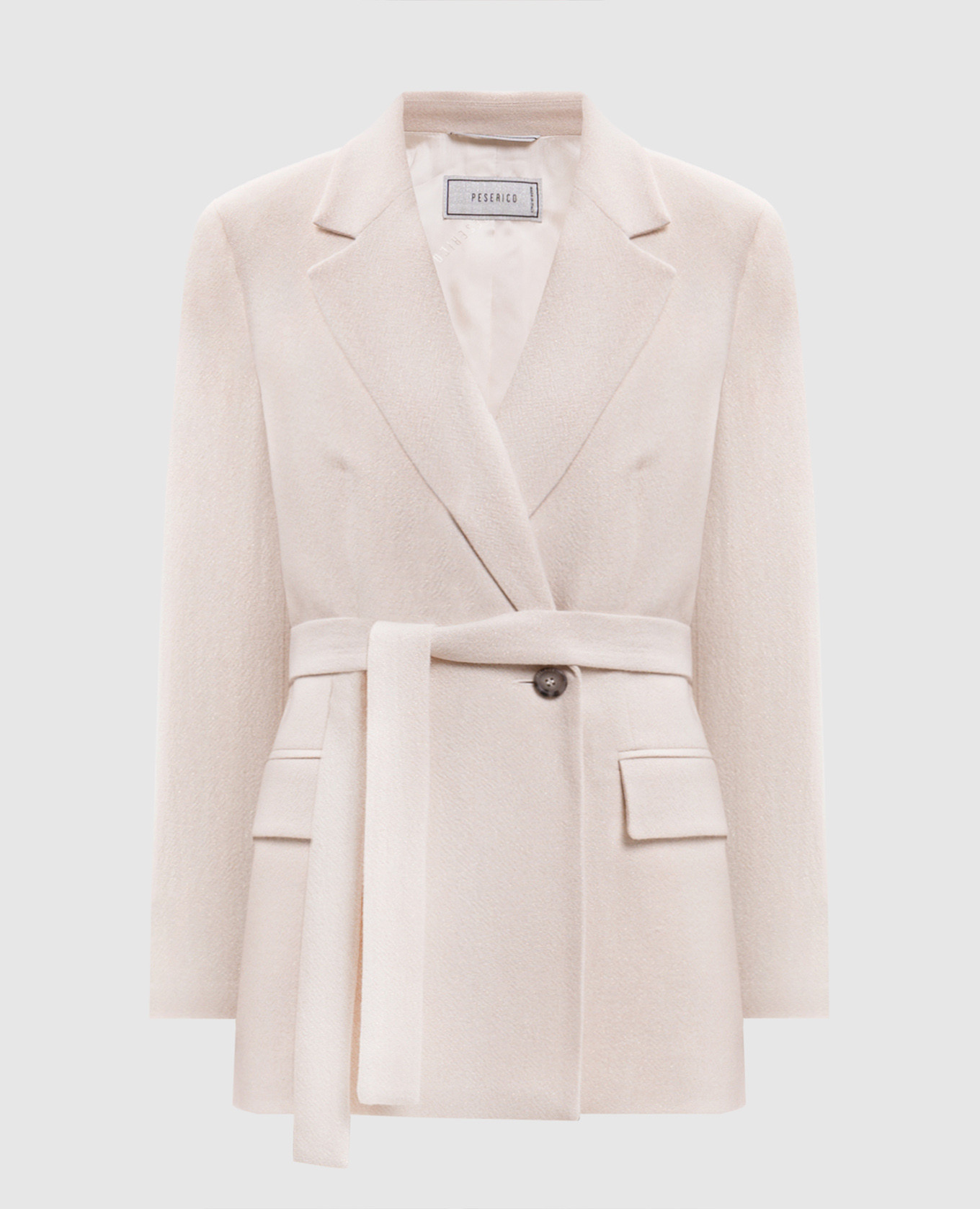 Beige double-breasted wool jacket