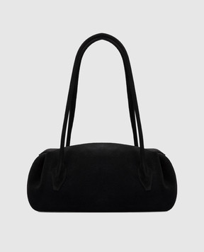 YUZEFI Oyster black suede baguette bag OYSTERSHOULDERBAG