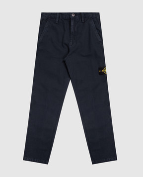 Stone Island Children's blue pants with logo patch L2S163100002S010414