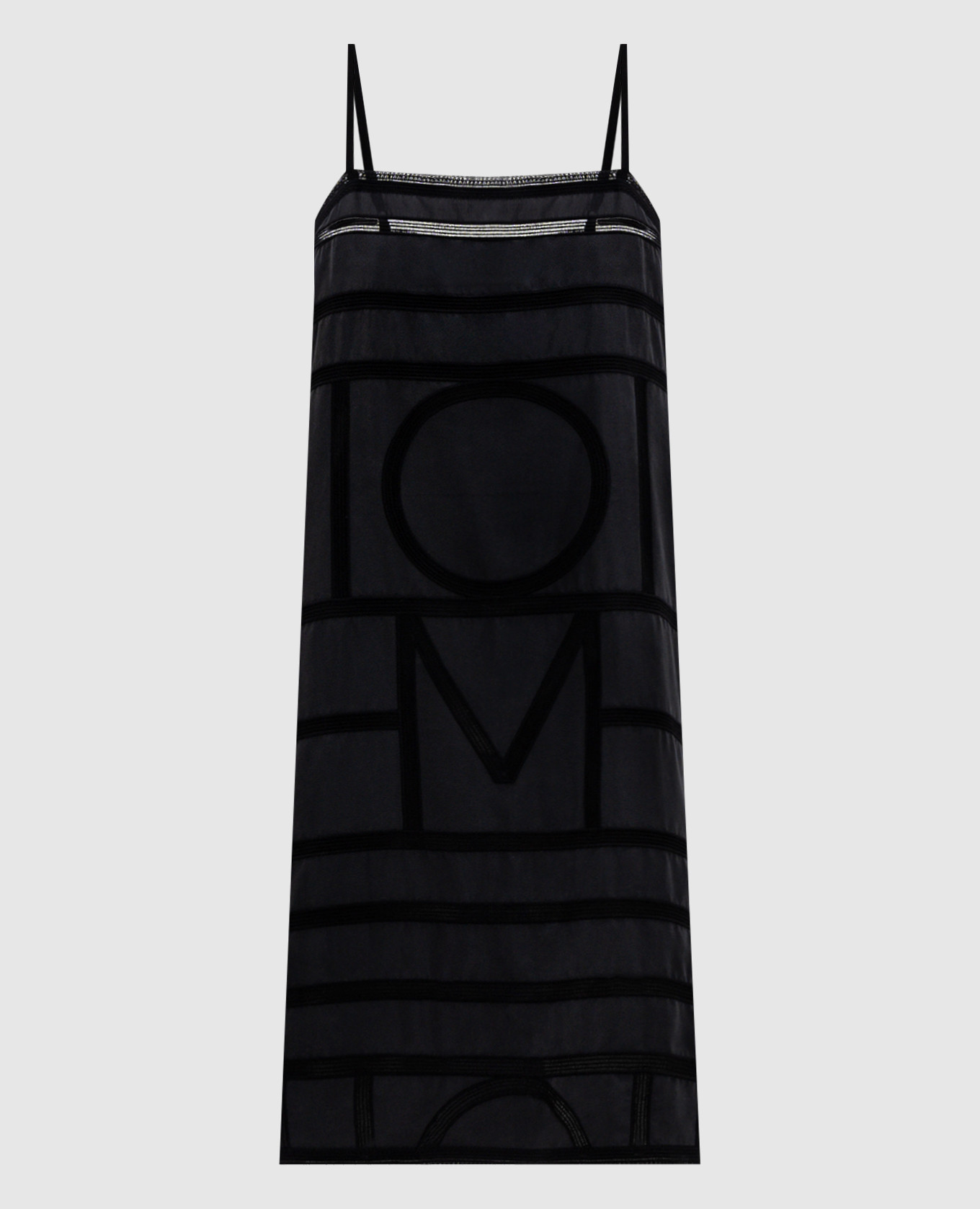 Black silk dress with embroidery