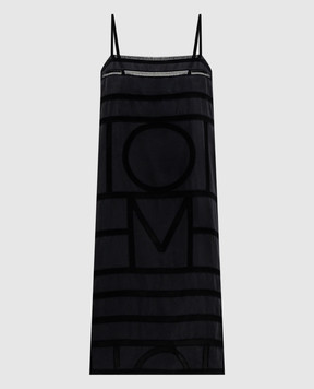 Toteme Black silk dress with embroidery 253WRD0266FB0491