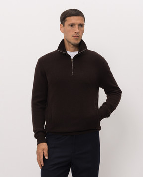 Brett Johnson Brown cashmere sweater with zipper FW26K30LPCHCAC