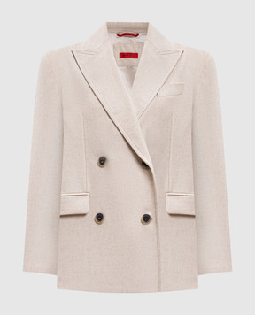 Max & Co Beige double-breasted jacket QUINOA with wool QUINOA