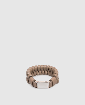 Peserico Brown leather bracelet with monil chain E35519C0CC818