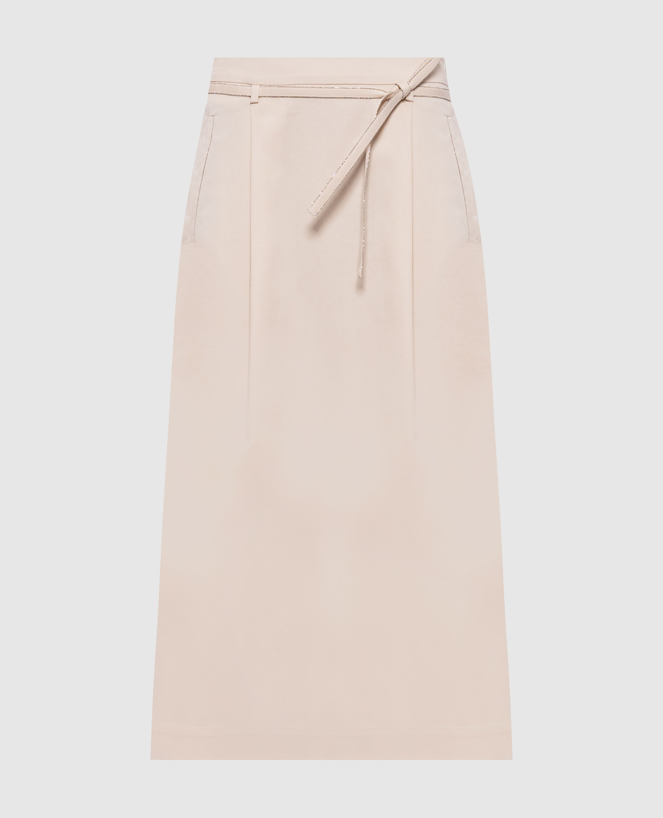 

Beige midi skirt with belt Peserico