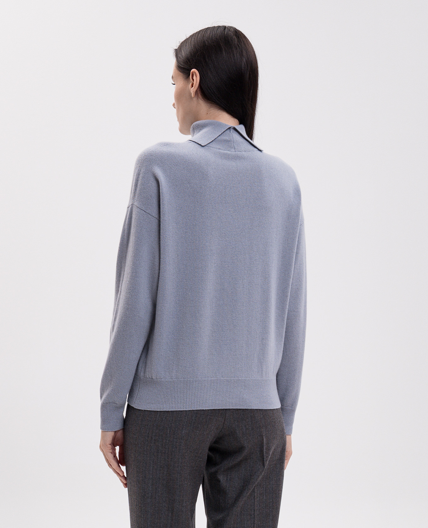 Blue wool, silk and cashmere turtleneck with monil chain Peserico 4