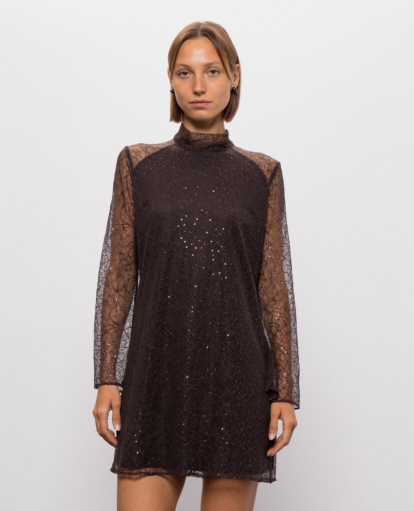 Brown dress with lace Twinset 3