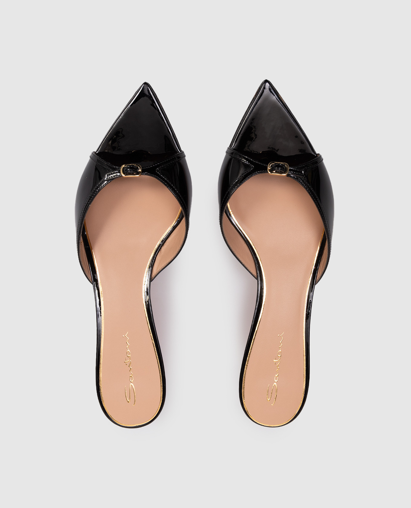 

Black patent leather mules Santoni