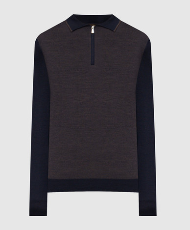 Blue wool polo shirt