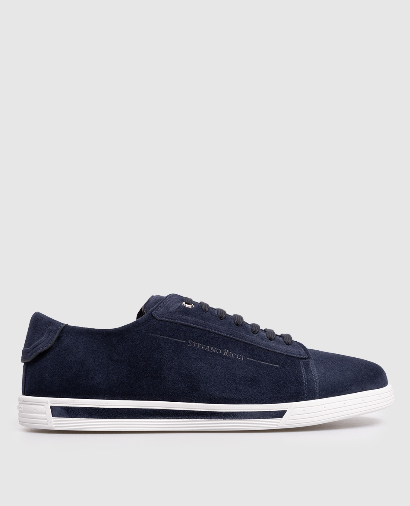 

Blue suede sneakers with monogram logo Stefano Ricci
