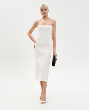 SSHEENA Allacciami white midi dress with linen 26SSALLACCIAMITS26012A8