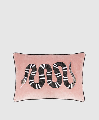 Pink decorative velvet pillow with silk