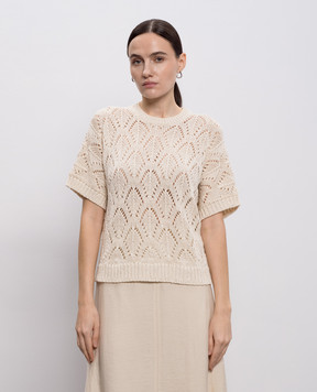 Peserico Beige openwork top with sequins A99079F0309110