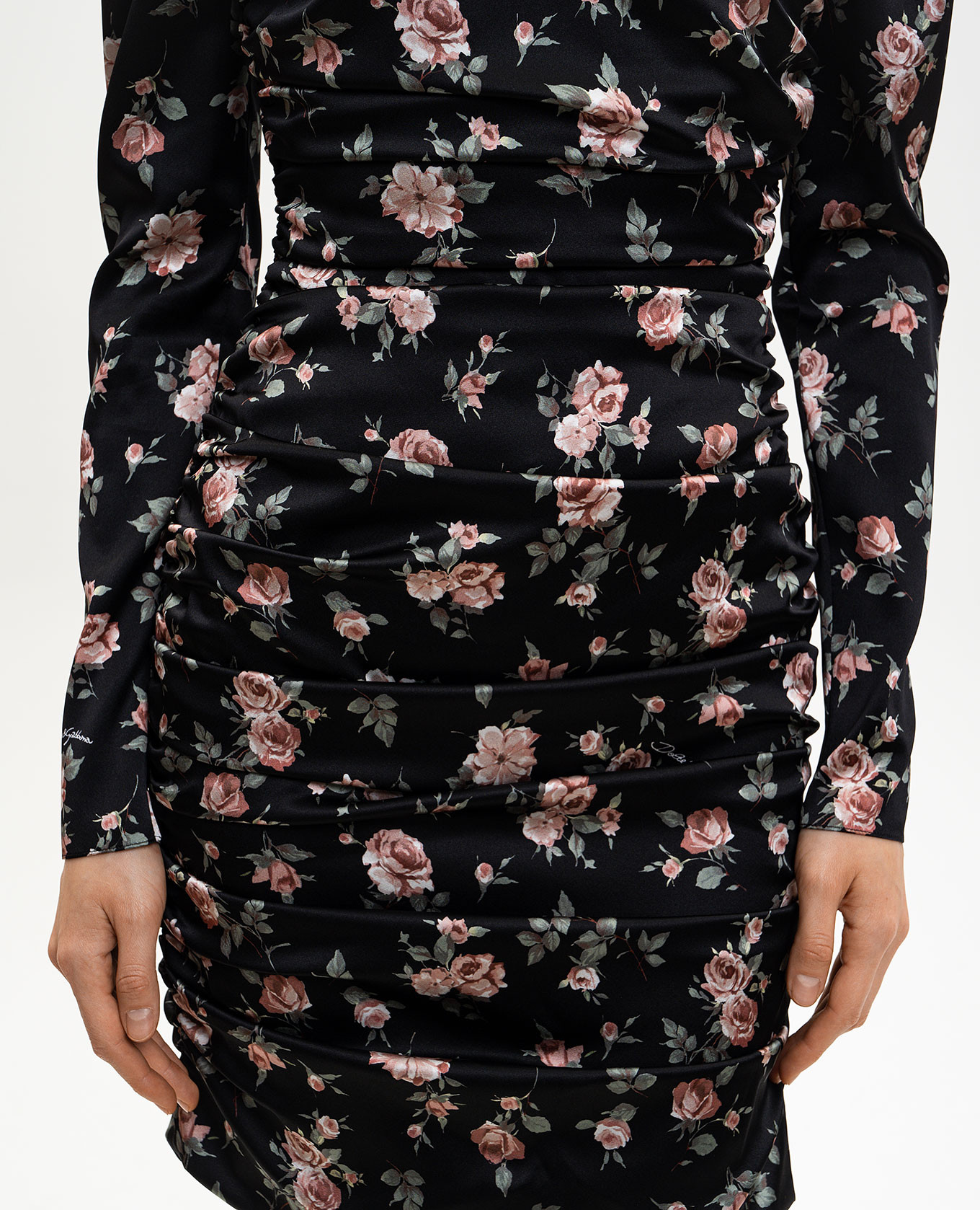 Black silk mini dress with printed drape Dolce&Gabbana 5