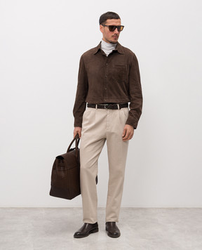 Brunello Cucinelli Brown suede shirt MPCFN2039