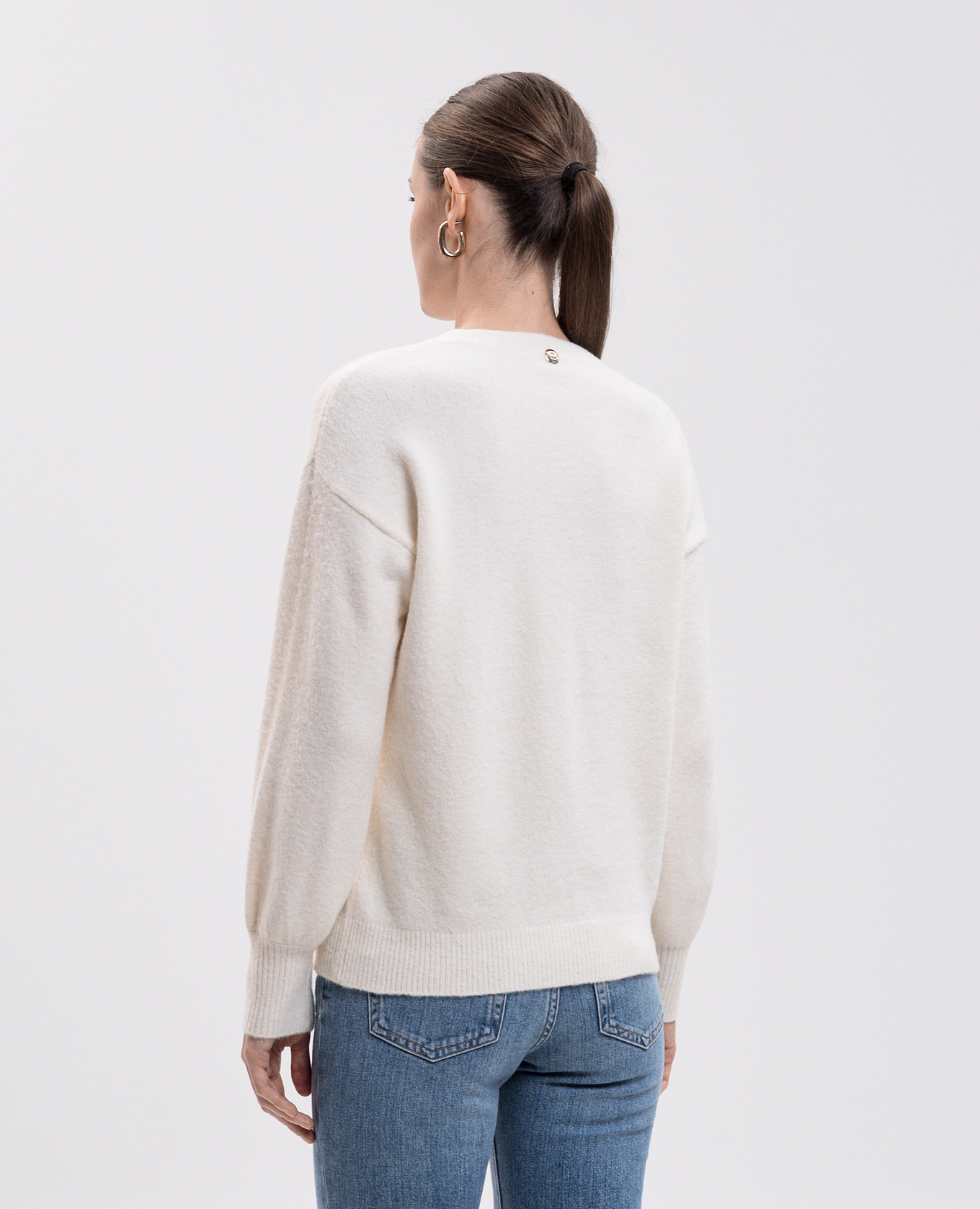 Ivory sweater with applique Twinset 4