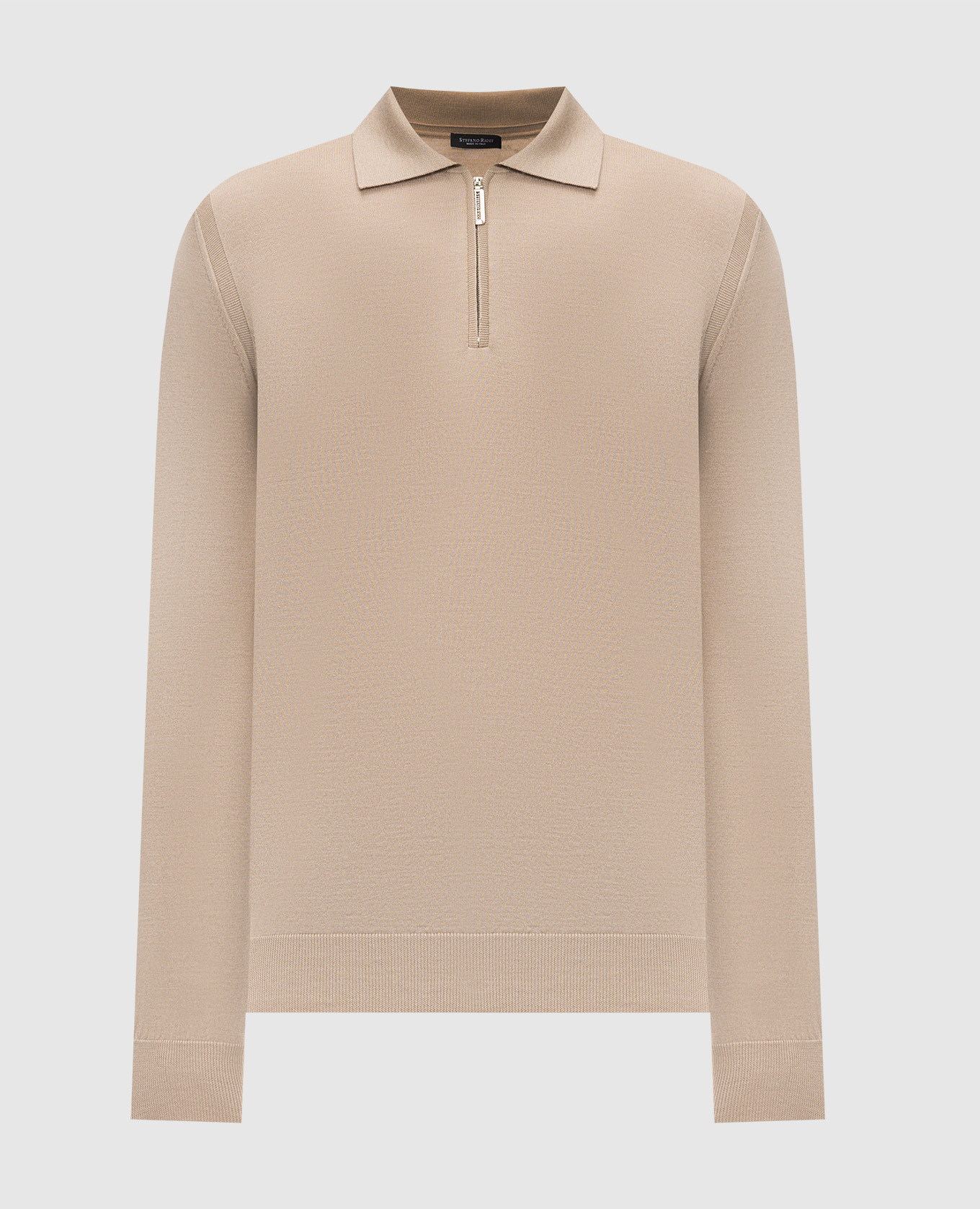 Beige cashmere and silk polo shirt