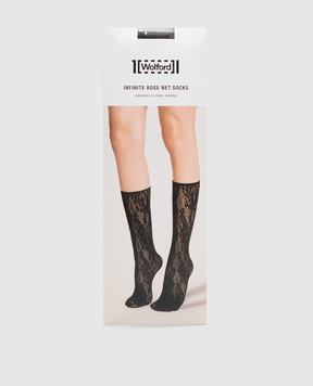 Wolford Black INFINITE ROSE lace socks 41812