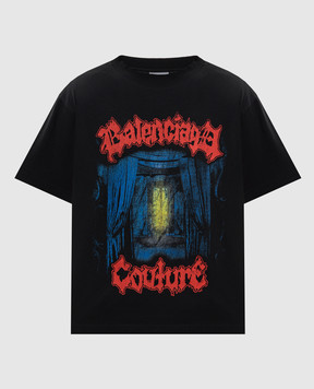 Balenciaga Black T-shirt with logo print 850990TUVD5