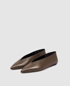 Sergio Rossi Brown leather Beak ballet flats B14650MMVN13