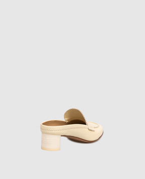 Maison Margiela MM6 Yellow leather mules with embossed logo S66WX0074P7560