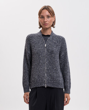 Peserico Blue alpaca cardigan with sequins A99248F05G9100
