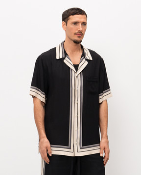 Dolce&Gabbana Black silk shirt with contrast trim G5LH3THI11T