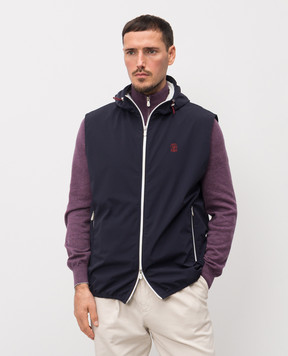 Brunello Cucinelli Blue vest with embroidered emblem MM49A7450G