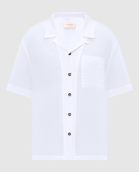 Officina 36 Blue shirt with linen 0335800567