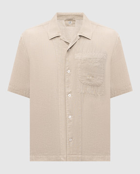 C.P. Company Beige linen shirt with logo print MSH258A110533G