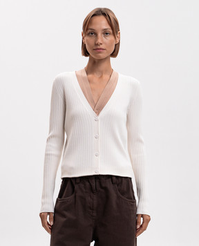 Twinset Double-layered cardigan in ivory 262LI3EAA