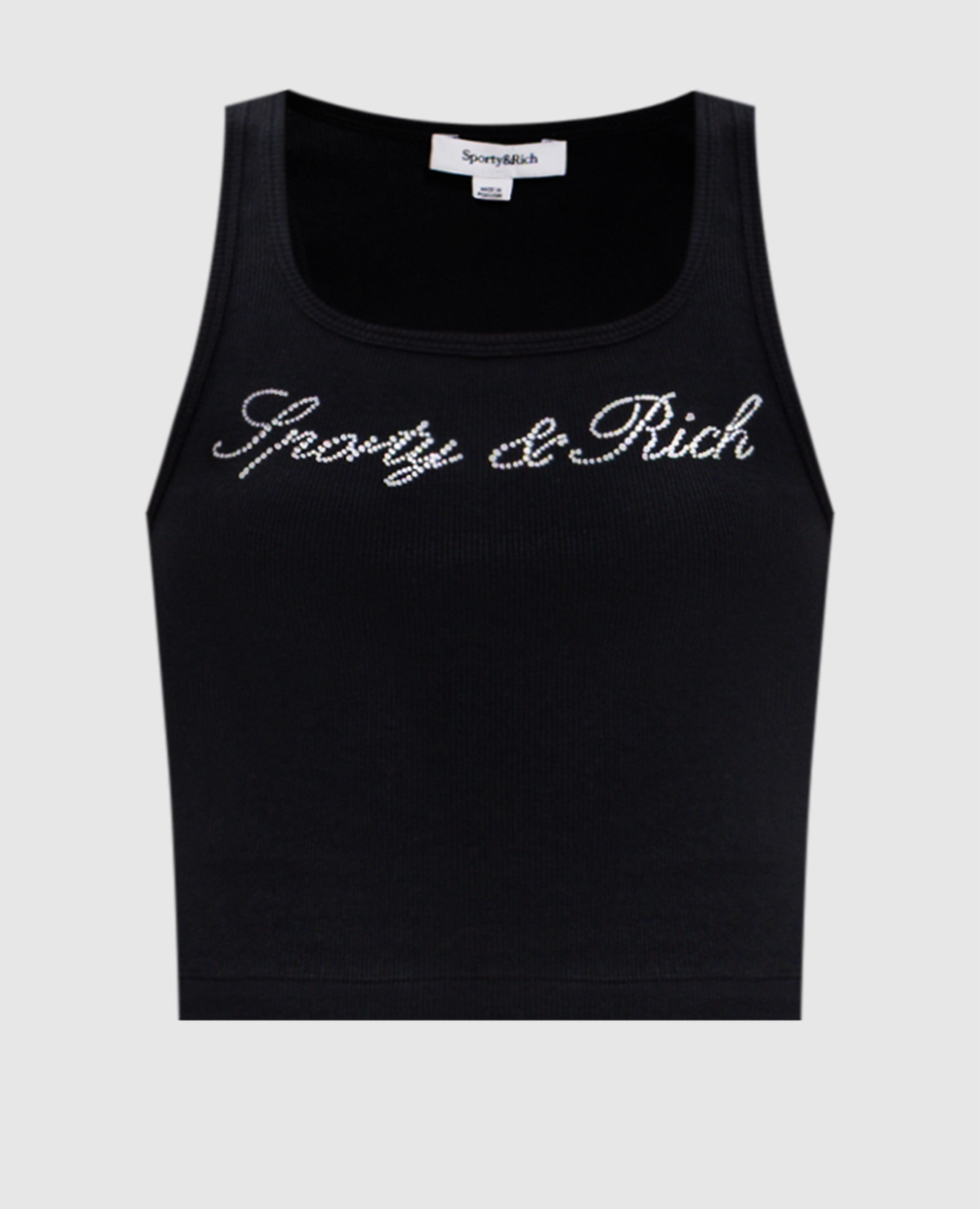 Black ribbed top with crystals Sporty & Rich