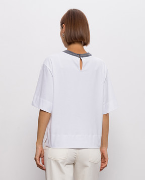 Peserico White T-shirt with chain A06868J0B0079