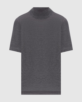 Brunello Cucinelli Dark gray melange cashmere and silk top M13800004P