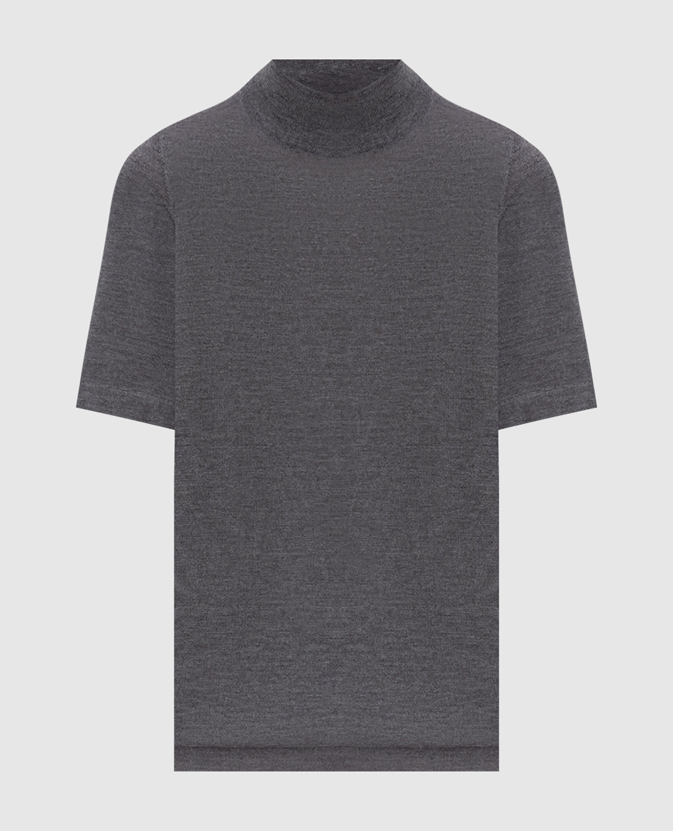 Dark gray melange cashmere and silk top