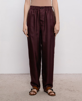 Saint Laurent Burgundy silk pants with geometric print 870159Y6K08