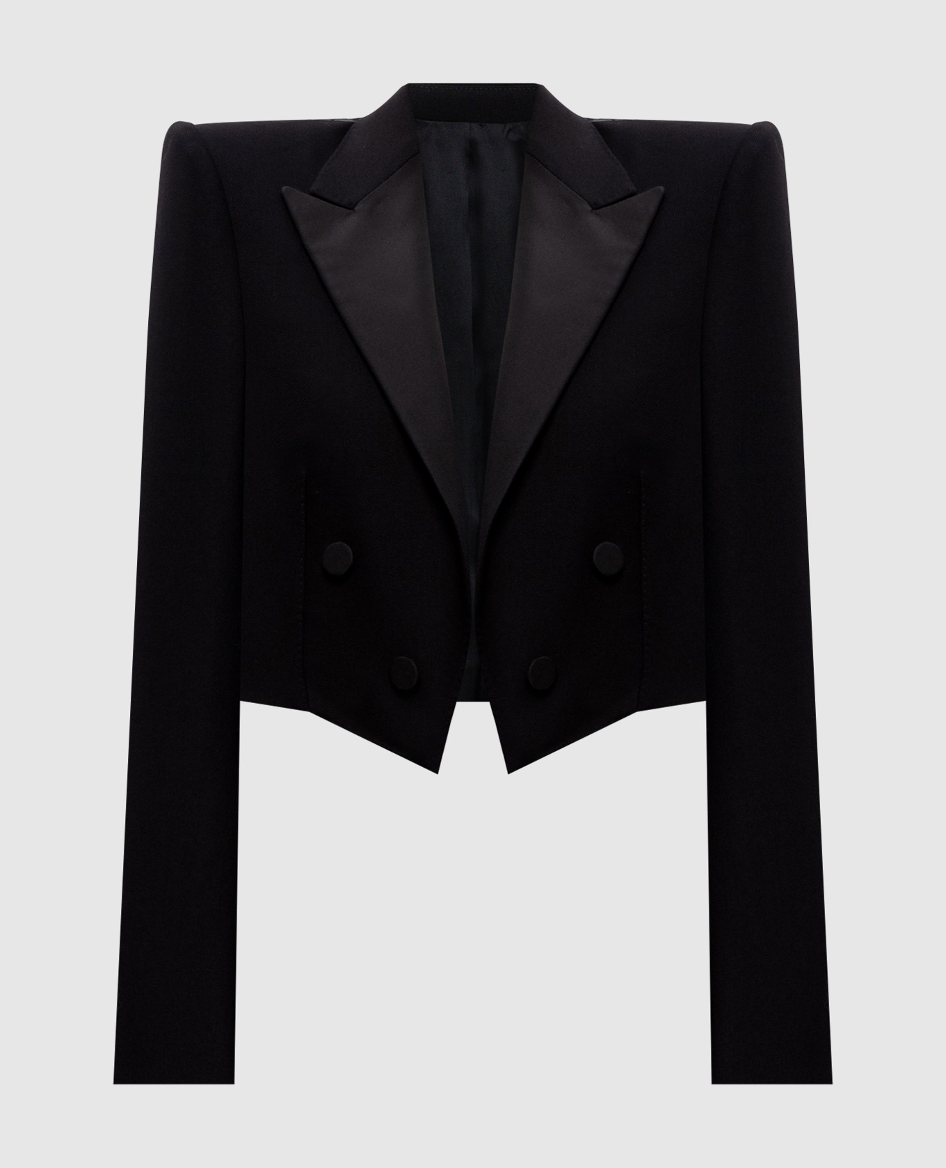 

Black cropped double-breasted wool and silk jacket Tom Ford
