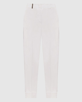 Peserico White pants with a monil chain A04753D01037