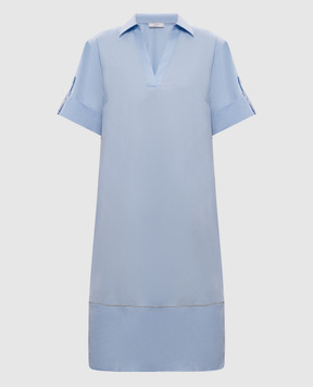 Peserico Blue dress with a monil chain A0251301979