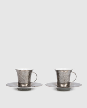 Stefano Ricci Platinum Paisley Porcelain Coffee Cup and Saucer Set OTC001VELIN24pz