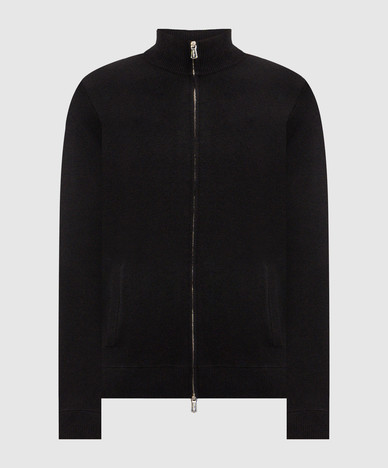 Black wool and cashmere cardigan